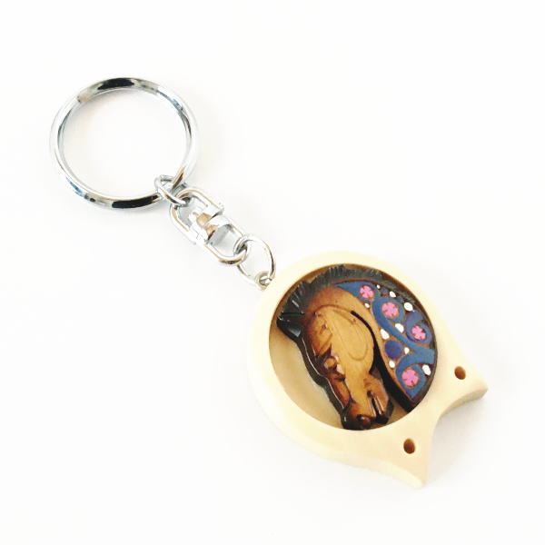 一品作　木製　木彫り　キーホルダー　【238】　　馬　うま　ウマ　ギフト　プレゼント　木工細工　きぼり　ハンドメイド　ウッドクラフト　アクセサリー　送料無料