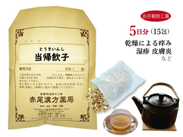 当帰飲子　トウキインシ【メール便送料無料】お手軽煎じ薬5日分15包　乾燥性アトピー　かゆみ　慢性湿疹　冷え症　薬局製剤　とうきいんし