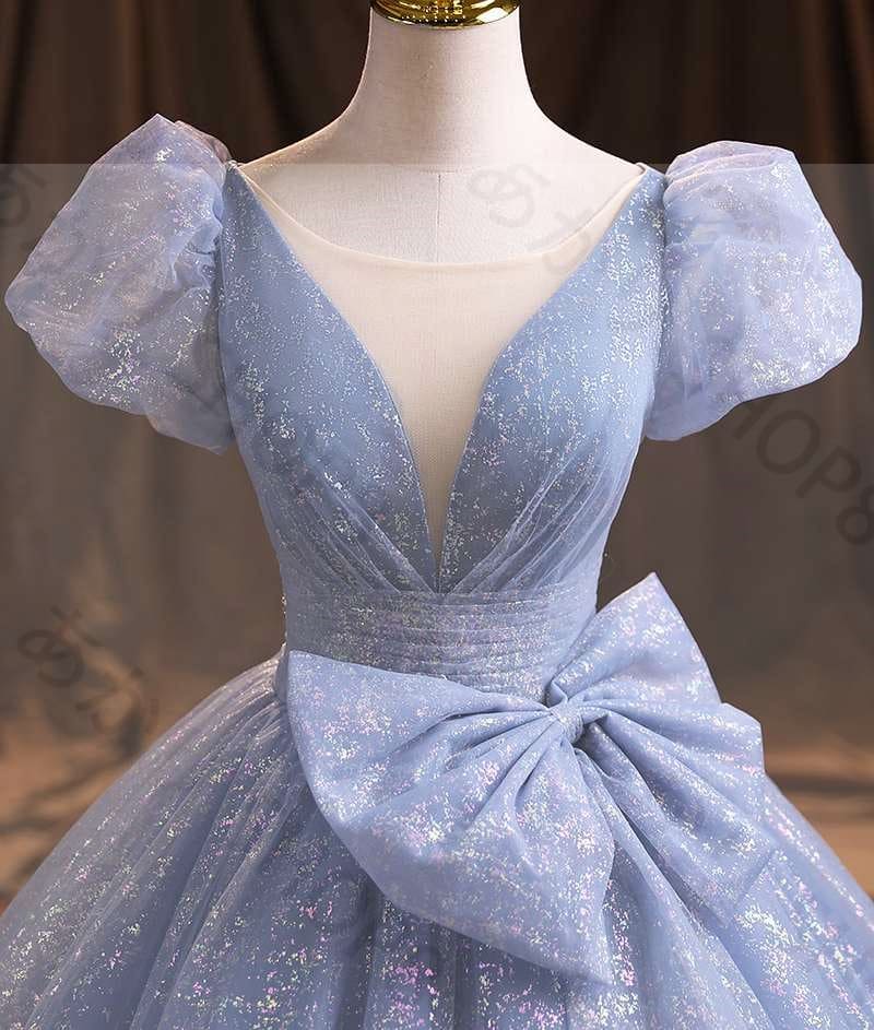 コンサート パーティー フォーマルドレス チュール aライン サイズ調整可 プリンセスラインドレス 姫系 パーティードレス エレガント クラシカル イブニングドレス フォーマル 二次会 演奏会 ブルー旅行撮影ドレス