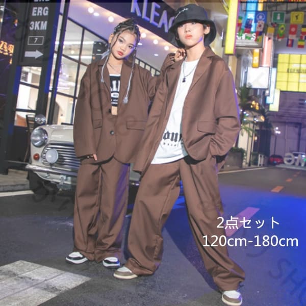 キッズ ダンス衣装 セットアップ 男の子 女の子 ヒップホップ 上下セット スーツ フォーマル 発表会 卒業式 記念日 長袖 ブレザー+ ズボン 2点セット オシャレ hiphop 演出服 舞台 団体服 応援団 文化祭 練習着 男女兼用 春着 秋着