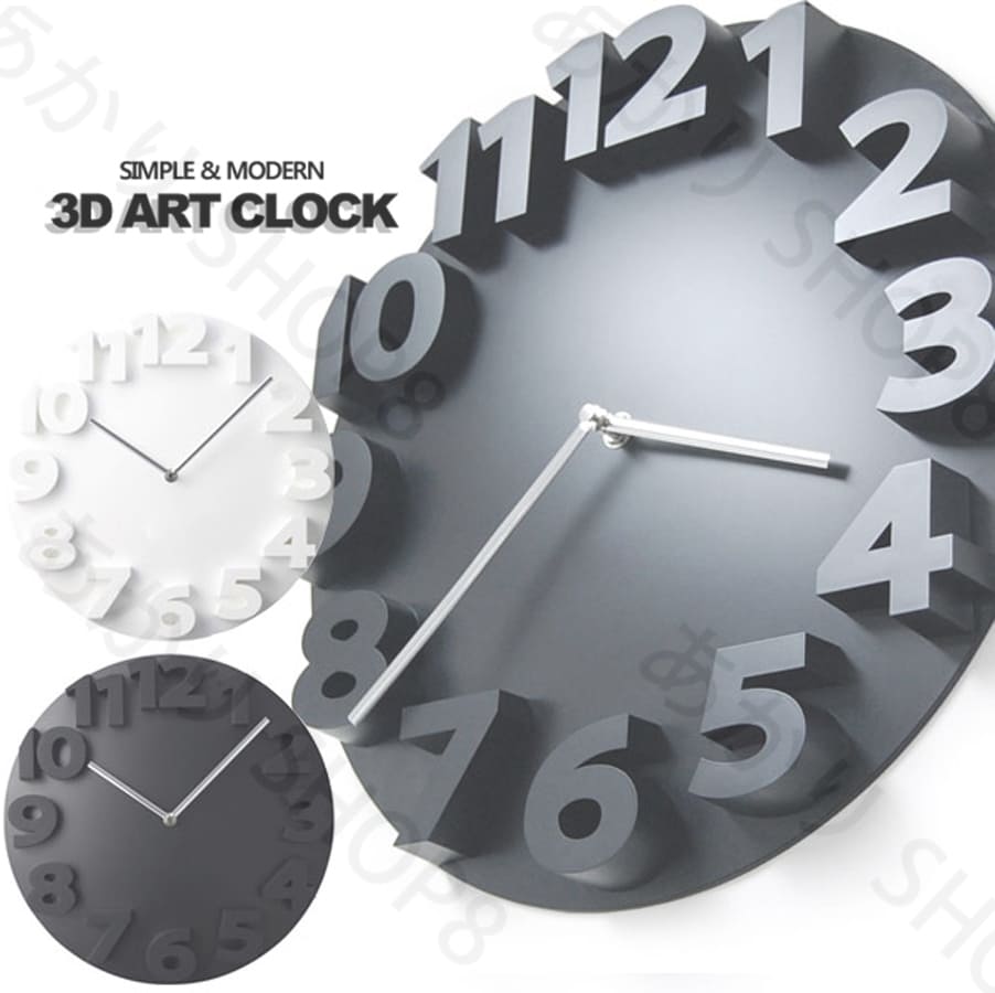 おしゃれ ミニマリスト クリエイティブ ファッション モダン 3D アート デザイン インテリア ABS樹脂製 壁掛け 掛け時計