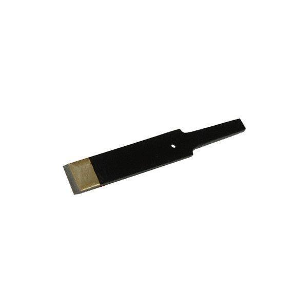 ●瓦以外には使用しないで下さい。使用中は刃先全体が平均に当るように軽く叩いて使用して下さい。※使用上の注意超硬合金付カワラタガネは耐摩耗性に優れ永くお使いいただけます。刃先は必ず研いでご使用下さい。砥石はGCを使用し水につけずに自然冷却して下さい。瓦以外には使用しないで下さい。超硬合金付カワラタガネは耐摩耗性には優れておりますが、衝撃には非常にもろい性質の商品です。※間違った使い方により超硬合金を破損する場合が多いので注意してご使用ください。C-25 A超特製カワラタガネ 寸法:18mm 全長:115mm