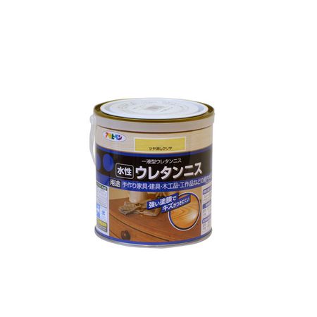 アサヒペン06-6930-5008【商品説明】■着色と美しいツヤだしが同時にでき、木目を生かした高光沢なツヤに仕上がります■塗膜は肉持ち感が良く、耐久性に優れて臭いが少なく、塗りやすい水性タイプです。■建築基準法（F☆☆☆☆）対応塗料です。■乾燥時間：夏期/30〜60分・冬期/2〜3時間■標準塗り面積（2回塗り）：5.4〜9.8平方メートル■商品サイズ（mm）：W115xD115xH120■重量：900g