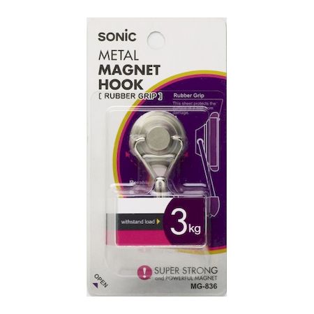【商品説明】●高い質感とデザイン性を備えた金属製のマグネットフック●磁石部分は壁面を傷つけない様に、柔らか素材でコーティング●コンパクトサイズながら強い保持力を実現●フック部分はスイング＆360度回転式●店頭向けブリスターパッケージ●商品：φ24×46×25mm●パッケージ：120×60×27mm●本体＝スチール・エラストマ−●フック＝スチール