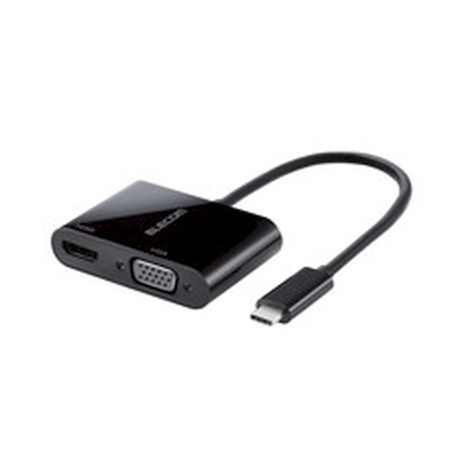 (LINEクーポン有)エレコム ELECOM AD-CHDMIVGABK Type‐C変換アダプタ HDMI VGA 複写 ADCHDMIVGABK ブラック Type-C映像変換アダプタ USB VGAメス対応