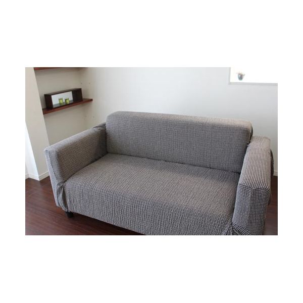 完売 4580301653014 3個入 フィットソファカバー ボーダー調バトン柄 グレー 肘付き3人掛け 注目ブランド Www Maxam Com Qa