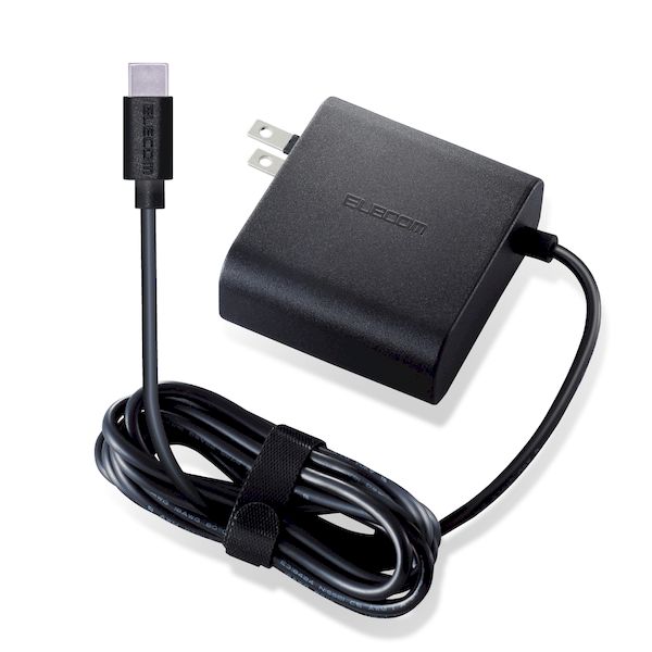エレコム ELECOM ACDC-PD0465BK ノートPC用ACアダプター／Type−C／PD対応／65W／ケーブル一体型／2m／ブラック ACDCPD0465BK