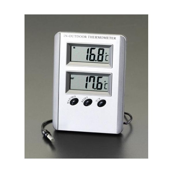 エスコ EA728AC-13A 室内・室外 最高・最低温度計 EA728AC13A【キャンセル不可】