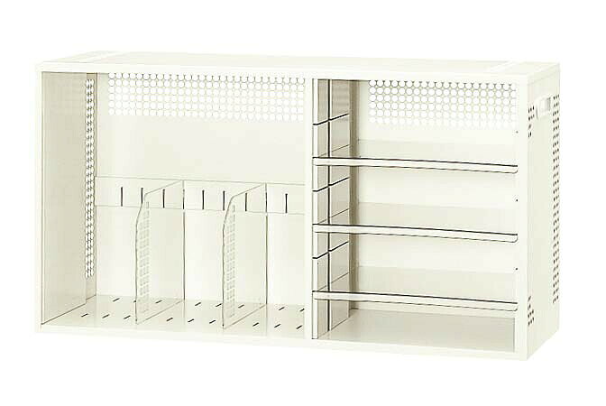 山金工業メーカーお問い合わせ：06-6974-8511※こちらの商品は車上渡しとなります。ご注意ください。山金工業 JM-BT マイ・ファイリング●本体：スチール　　　自在式仕切板（プラスチック）　2枚、　　B5トレー（プラスチック）　3枚付670＊245＊365●ファイルの取り出しがワンアクション●トーレーにはB5用紙が収納できます。