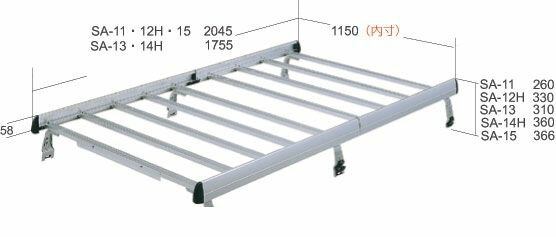 横山製作所 ROCKY SA-15 アルミルーフキャリア サンバー SA15