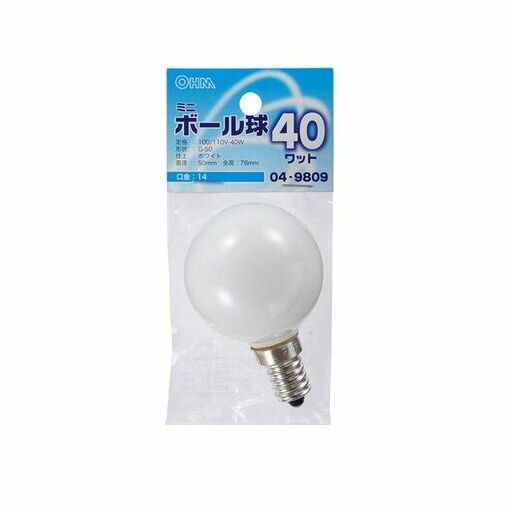 ŵ 04-9809 ߥ˥ܡG50 E14 40Wۥ磻 049809