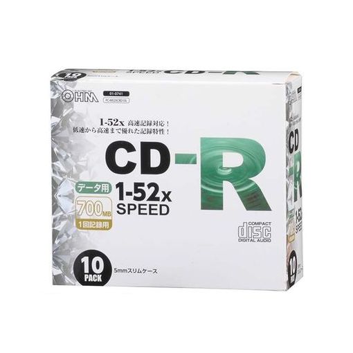 オーム電機 01-0741 CD-Rデータ用 52倍速 10P スリムケース入り 010741 オーム電機 01-0741 CD-Rデータ用 52倍速 10P スリムケース入り 010741
