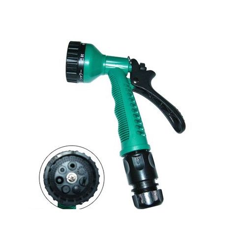 ●7種類の散水パターンが選べる多機能ノズル。●散水パターン：円射/キリ/シャワー/シャワー（小）/平射/大量流/直射●サイズ：全長21cm●カラー：グリーン●材質：ABS樹脂、ナイロン他