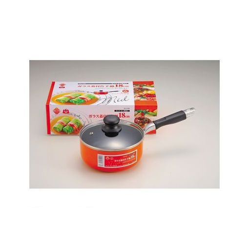 パール金属 H-495 ミッド ふっ素加工ガラス蓋付片手鍋18cm H495【キャンセル不可】