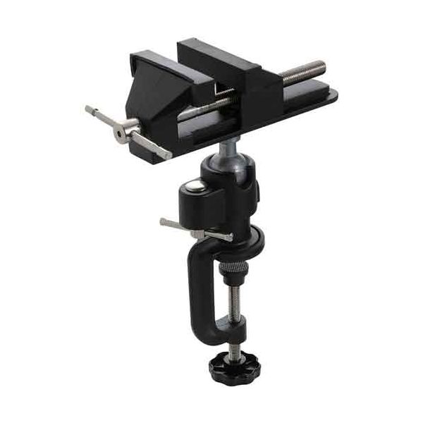 【用途】木彫等の木工作業。【機能・特徴】最大100mmまで口が開きます。本体は左右に約45度傾斜し、360度自由に回転します。アルミダイカスト製のため軽量です。【仕様】●口の開き：100mm。●口巾：78mm。●口の深さ：30mm。●クランプ巾：最大50mm。●アルミダイカスト。作業工具 クランプバイス 特殊バイス　