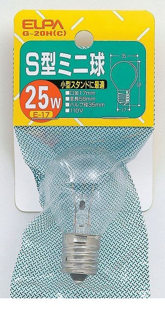 &nbsp; 朝日電器 &nbsp; 042-473-0159 【商品説明】【仕様】●定格：　・電圧　110V　・消費電力 25W　・寿命：約1,000時間●本体サイズ：　・全長：58mm　・バルブ径：35mm　・口金：E17●入数：1個●カラー：クリア●【特徴】●小型スタンド、室内装飾照明に適しています。●キラキラした輝きを演出する電球。なだらかな形のガラス球で、室内装飾、ディスプレイ用に適しています。●サイズ（高さ）ミリ：130●サイズ（幅）ミリ：60●サイズ（奥行）ミリ：35●重量（グラム）：14　