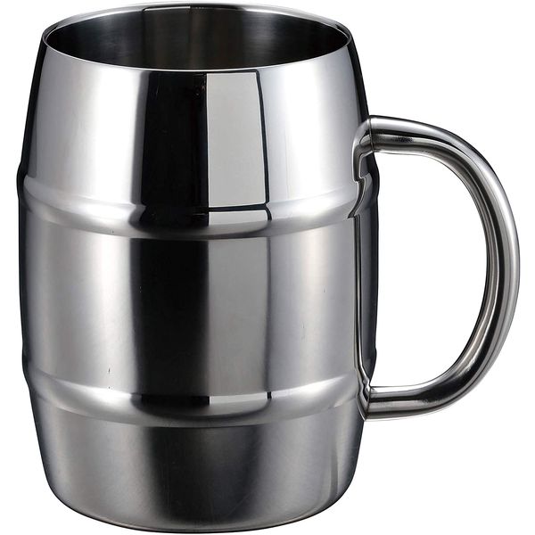 パール金属 UE-3498 ダブルステンレス樽型ビアジョッキ600 UE3498【キャンセル不可】 CAPTAIN STAG キ..