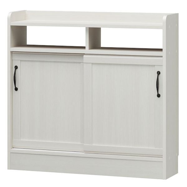 【商品説明】●カウンター下にちょうどいい、引き戸タイプの薄型キャビネット。幅約90cm。●売って安心！高品質で返品率が圧倒的に少ない白井産業の商品なら、販売後のフォローの手間が半減します！●カウンター下収納をお探しのお取引様に。●白木目のセミクラシックなやさしい表情のチェローネ。●引き戸扉の薄型キャビネット。●キッチンカウンタ-の下でキッチンやダイニングの細々した物や文庫本などの収納に。●移動棚4枚は3cmピッチで高さを調整できます。●引き手はレトロな形状にマットなブラック。●高い品質と信頼で50年以上の実績「白井産業」の製品です。●環境保護活動の一環として、目立たない個所や見えない部に、製造段階で出る端材を使用し、資源のムダを軽減する試みを推進しています。●強度には影響ありませんので主旨をご理解いただき、お客様には安心してお使いいただきますようお願い申し上げます。●商品管理番号：504772●生産地：ベトナム●サイズ：幅899×奥行224×高さ856mm●素材：【本体素材】プリント紙化粧繊維板【表面素材】プリント紙化粧繊維板【異素材】引手：亜鉛合金【特殊加工】引戸：ラッピング●注意事項：組み立て家具（お客様組み立て）お客様へより良い商品をお届けするために、仕様その他を予告無く変更する場合がございます。●耐荷重：【天板】10kg【移動棚】6kg【中棚・地板】7kg●ホルムアルデヒド放散区分：F☆☆相当●梱包サイズ　重量：【梱包数:1個口】サイズ894×501×142mm　重量23.5kg
