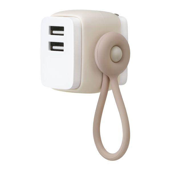 ソニック UL-6925-BE USB充電器 USB−A×2 ケーブルリング付ユートリムエル ベージュ UL6925BE