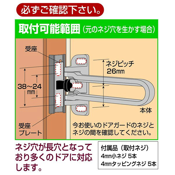 (LINEクーポン有)ガードロック NO.180SL 外開きドア用 取替ドアガード 自動調整受...