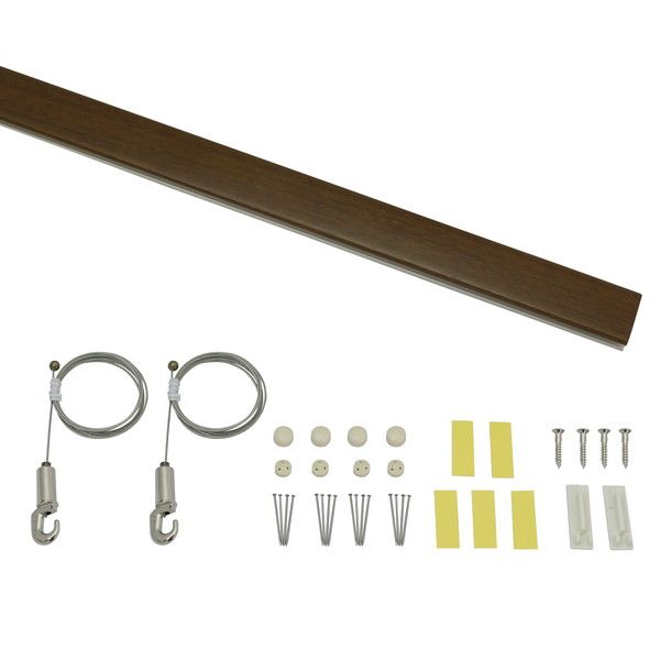 【商品説明】●1000mm●木目調ブラウン●安全耐荷重：5kg●ワイヤー(ボール式)×2額縁　壁　インテリア　ピクチャーレール