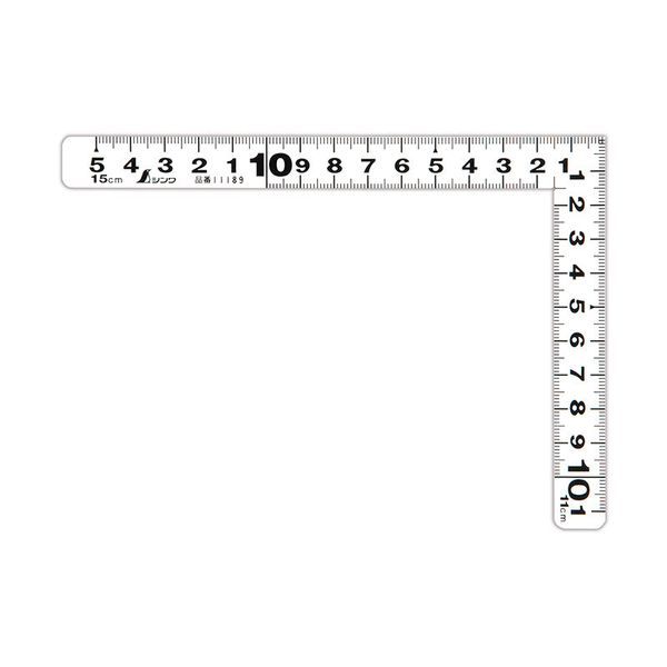 シンワ測定 11189 曲尺平ぴた表裏同目ホワイト15×11cm