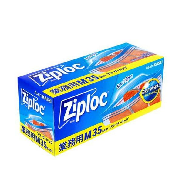【商品説明】●こだわりの「密封性」と、抜群の「使いやすさ」！ ●つまみとすべり止め加工で、開けやすい。 ●Wジッパー ●「パチパチ」閉まるウルトラジッパーと内側からは開きにくい密封ジッパーの2種類のジッパーで簡単・スムーズな開閉と高い密封性を両立しました。 ●Open Tabとグリッピングシールで開けやすい！ ●Open Tab部分に細かい凹凸がついて、冷凍庫から出した直後や、濡れた手でも素早く開けられます。 ●丈夫な素材で、冷凍から電子レンジ解凍までOK！ ●厚手の素材なので、食材を酸化や乾燥からしっかり守ります。 ●冷凍保存から電子レンジ解凍まで、中身を移し替えずにそのまま使えます。 ●書き込みラベルが大きくセンターに。 ●書き込みラベルをセンターに配置したので、書き込んだ内容が一目で見やすくなりました。 ●冷凍保存する食材の整理や検食の保存に便利です。 ●液状食品の冷凍保存・冷凍焼け防止・冷凍室の整理・電子レンジ解凍に。 ※必ずバッグの口を開けて解凍してください。 ●食品衛生法に基づいて定められた「食品、添加物等の規格基準」に適合しています。 ●個装サイズ：195X82X76mm ●個装重量：約263g ●内容量：35枚入 ●製造国：タイ ●発売元：旭化成ホームプロダクツ株式会社 ●品名：ジッパー付き袋(冷凍・解凍用) ●原料樹脂：ポリエチレン 【仕様】 ●耐熱温度：100度 ●耐冷温度：-70度 ●寸法(外形)：縦189mm×横177mm(縦：ジッパー部より下) ●厚さ：0.06mm 【ご使用方法】 ●2本のジッパーに沿って端から端まで指でしっかり押さえて閉めてください。 【取り扱い上のご注意】 ●オーブン、グリル、トースター機能、直火、鍋などでの煮沸には使用しない。 ●鍋に火をかけた状態での湯せんには使用しない。鍋肌に触れた部分が耐熱温度を超えるおそれがある。 ※火からおろしても鍋肌が高温の場合、鍋肌に触れるとバッグが溶けるおそれがある。 ●電子レンジ加熱には使用しない。 ●電子レンジで解凍の際は、ジッパーの一部を開けて解凍する。油分の多い食品(カレー、シチューなど)は耐熱温度を超えると溶けて穴が開くおそれがあるので、電子レンジでは解凍しない。自然解凍や流水解凍をおすすめする。 ●火のそばに置かない。 ●ガスコンロ、オーブン、トースターなど熱源に近づけたり、温度が高くなるところで保管しない。バッグどうしがくっつくおそれがある。 ●液状のものを保存する場合は、8分目以下にする。 ●液状のものを入れて横置きする場合や解凍する場合は、液体がもれるおそれがあるので受け皿などを使用する。 ●液体を入れて持ち運ばない。 ●廃棄時は各自治体の定める方法に従う。 【おことわり】 ●ポリエチレンを加工した際に生じるにおいが製品に残っている場合があります。また、袋の部分に色がついていることがあります。