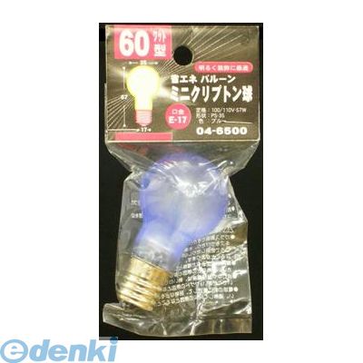 オーム電機0120-963-006●ソフトな光色のカラーランプです。●クリプトンガスを封入。小形、高性能、長寿命が特徴です。●定格：100／110V−57W●形状：PS−35●口金：E17●色：ブルー●直径35×長さ67mm