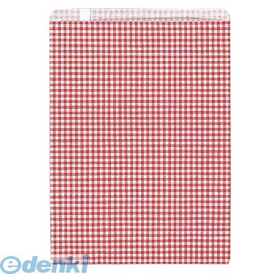 ササガワ タカ印 50-1800 ギフトバッグ 平袋 ギンガムあか 501800