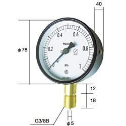 (LINEクーポン有)長野計器 NKS AC20-131X10.0MPA 普通形圧力計 A枠立型 75mm 【0.0〜10.0MPa】 圧力 ゲージ(4.0)
