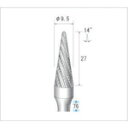 【即納在庫品】「直送」ナカニシ 21542 チタンコート超硬カッター テーパー ダブルカット 刃径9.5mm 刃長27mm