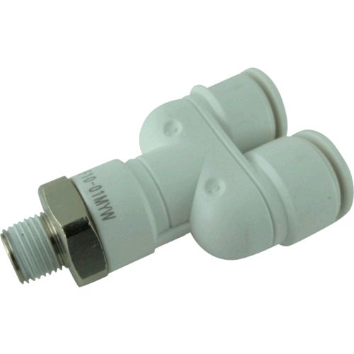 【即納在庫品】「直送」千代田通商 F10-01MYW ファイブメイルブランチワイ　W 白 10mm・R1／8 F100 F1001MYW