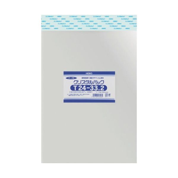 【即納在庫品】「直送」HEIKO 6741010 OPP袋 テープ付き クリスタルパック T24−33．2 100枚入り6741010T2433.2