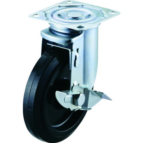 【即納在庫品】「直送」ワコー AHG-150-NRBDS エアーキャスター 自在車ストッパー付 150mm　ゴム車 AHG150NRBDS