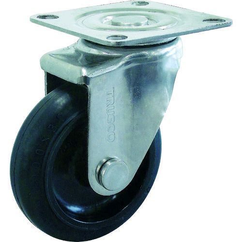 【即納在庫品】「直送」トラスコ TRUSCO TYS-SUS-100 キャスター TYSシリーズ オールステンレス 自在 ゴム車100mmTYSSUS1004600(4)