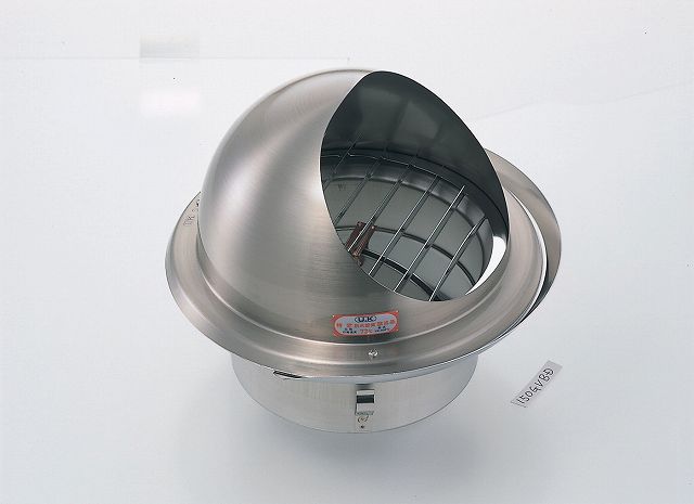 &nbsp; 宇佐美工業 &nbsp; 0256-92-6515 【商品説明】宇佐美工業　UK-GZEV150BFD-HL　丸型フード水切付ガラリ FD付 ビス脱着式