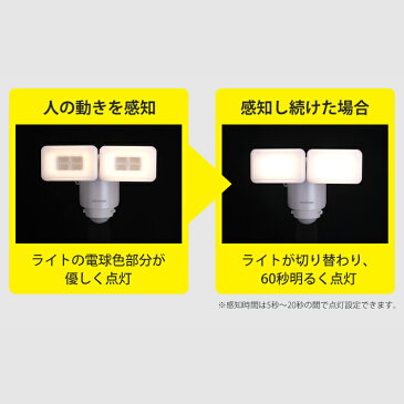 \100円OFFクーポン対象★/センサーライト 屋外 led 乾電池式アイリスオーヤマ 1年保証 LEDセンサーライト 防犯ライト 防雨型 2灯 人感センサーライト 常灯 防水 エクステリア 防犯 玄関 照明 物置 駐車場 屋外照明 800lm パールホワイト LSL-B1TN-800