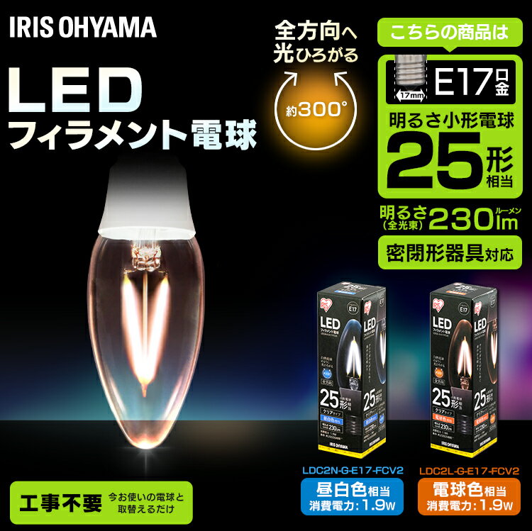 LEDフィラメント電球 E17 全方向 25形