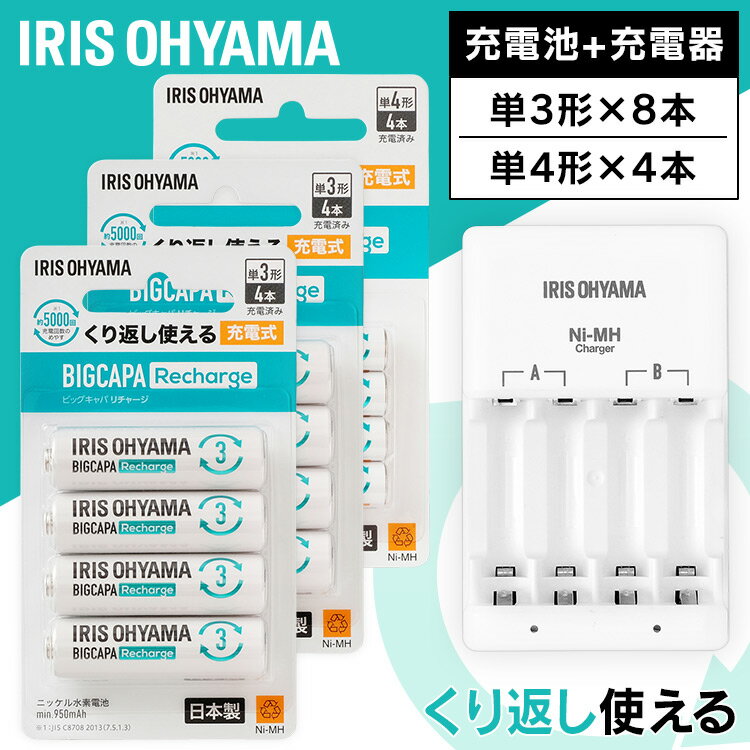 ビックキャパリチャージ充電器セット ビックキャパ リチャージ 充電器セット 電池 単3電池 単4電池 単4..