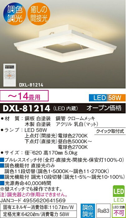 【送料無料】【宅配便不可】大光電機 DXL-81214 シーリングライト リモコン付 〜14畳 LED