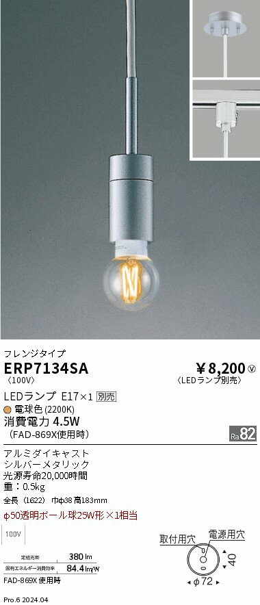 【期間限定セール】【ご注文合計25,001円以上送料無料】 H区分 遠藤照明 ERP7134SA ペンダント ランプ別売 畳数設定無し LED(3)