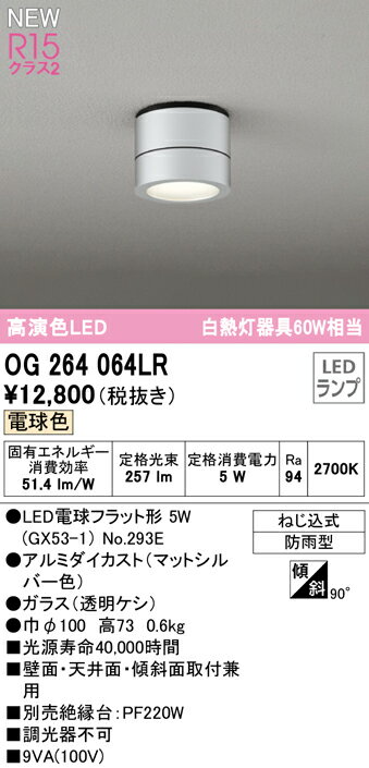 OG264064LROG264064LR絶縁台別売屋外灯 勝手口灯 LED電気工事必要 畳数設定無し