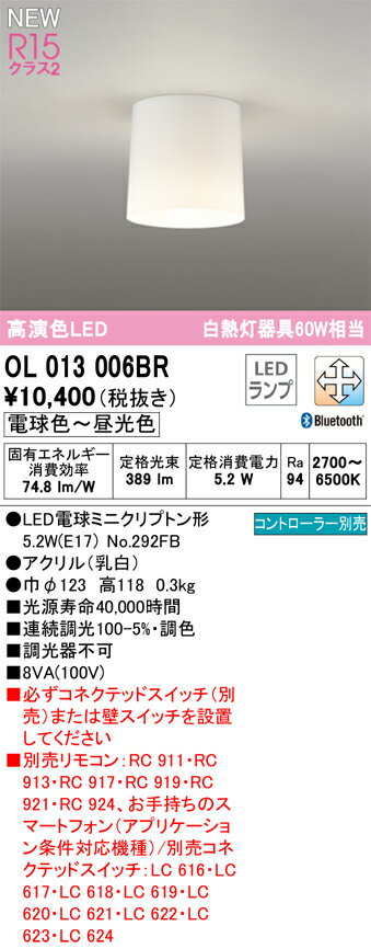 【送料無料】 オーデリック N区分 OL013006BR-SF （ランプ別梱包）『OL013006#＋NO292FB』 シーリングライト リモコン別売 畳数設定無し LED 安心のメーカー保証
