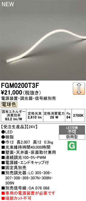 受注生産品 T区分 オーデリック FGM0200T3F （専用電源別売） 屋外灯 間接照明 畳数設定無し LED 安心のメーカー保証