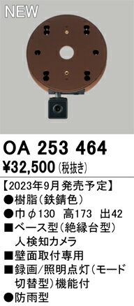 【送料無料】 オーデリック T区分 OA253464 オプション ベース型人検知カメラ 畳数設定無し 安心のメーカー保証