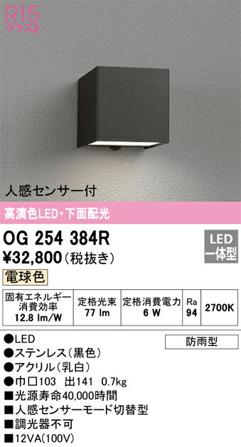 【送料無料】 オーデリック T区分 OG254384R ポーチライト 人感センサー 畳数設定無し LED 安心のメーカー保証