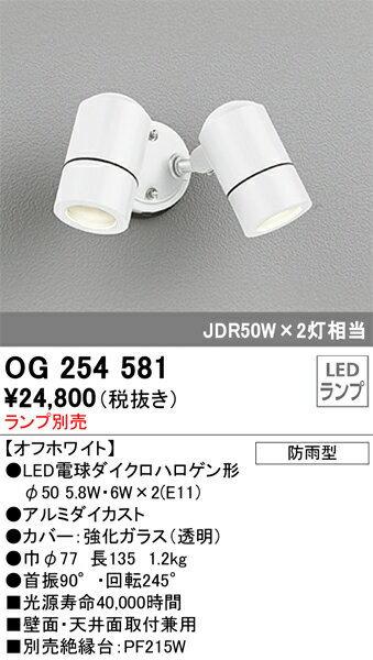 T区分 オーデリック OG254581 屋外灯 スポットライト ランプ別売 自動点灯無し 畳数設定無し LED 安心のメーカー保証