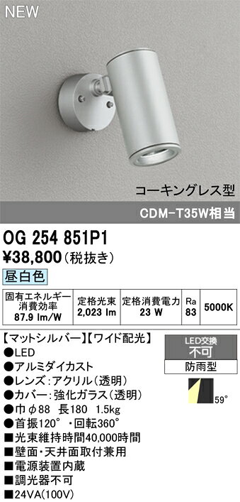 樂天商城 - 【送料無料】 オーデリック T区分 OG254851P1 屋外灯 スポットライト 畳数設定無し LED 安心のメーカー保証
