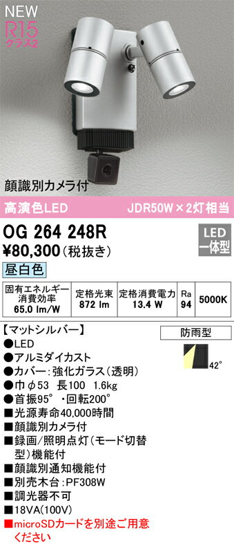 乐天商城 - 【送料無料】T区分 オーデリック OG264248R 屋外灯 スポットライト 顔識別カメラ付 畳数設定無し LED 安心のメーカー保証