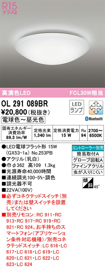 N区分 オーデリック OL291089BR （ランプ別梱包）『OL291089#＋NO253PB』 シーリングライト リモコン別..